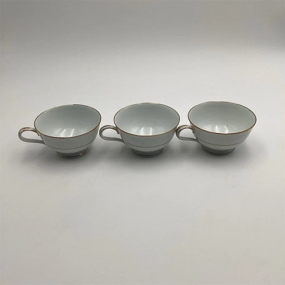 Noritake Dawn 5930 Vintage Tea Cups Set of 3 White Porcelain‎ Japan